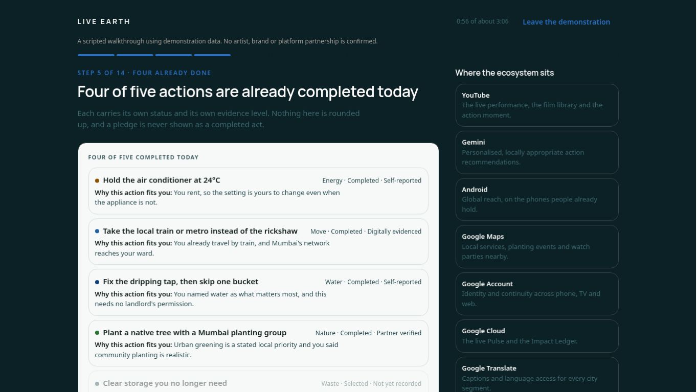 Pulse app screen listing five daily actions with their evidence level